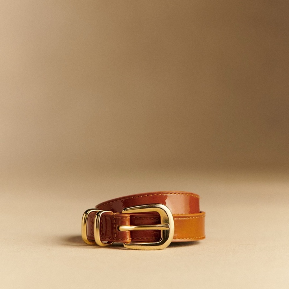 Sezane Livie Belt Polished Camel - Size 95